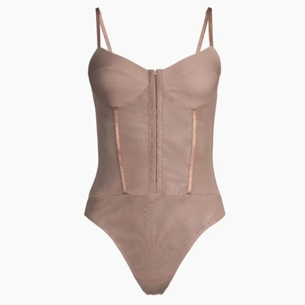 NWT Free People Night Rhythm Bodysuit in tan. Size Large - Picture 3 of 5